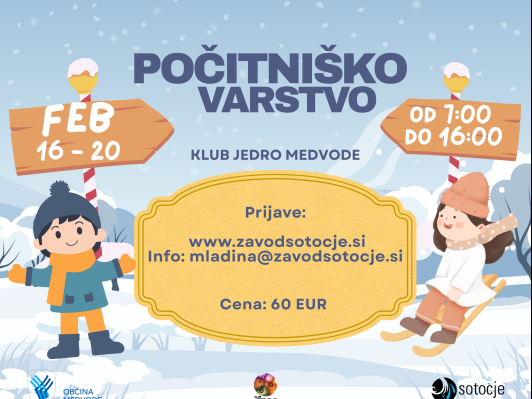 Zimsko počitniško varstvo javni zavod sotočje medvode